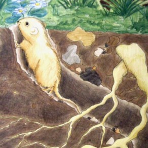 Wurzelwelt (Poster für Patenkind, Buntstift auf Pappe)