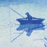 Seenlandschaft in Blaugrün (20 x 24 cm)