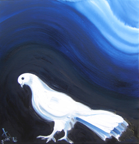 Öl Taube (40 x 40 cm)